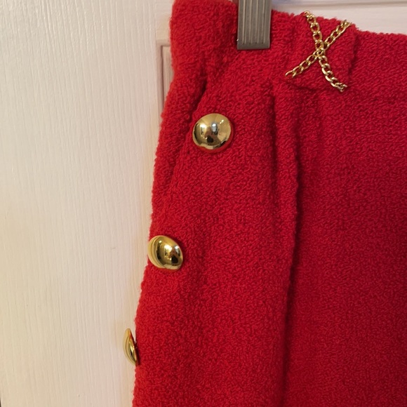 Adolfo New York Vintage Skirt w/ Brass Buttons & Chains - Picture 3 of 6